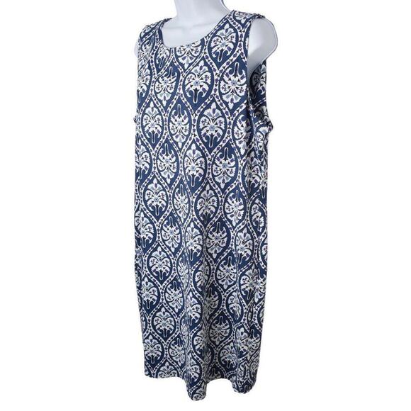Charter Club Womens Navy White Sleeveless Printed Round Neck Swim Dress XL NWT - Picture 4 of 9